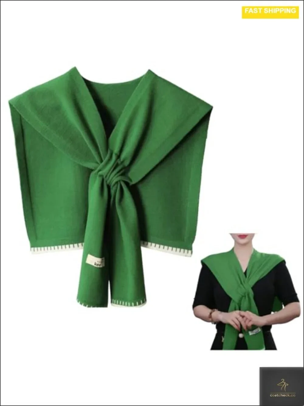 Knitted Shawl Cape Wrap with Sleeves
